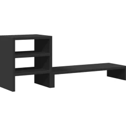vidaXL Monitorstandaard met bureau-organizer bewerkt hout zwart