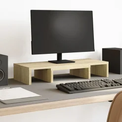 vidaXL Monitorstandaard verstelbaar 60x24x10,5 cm hout sonoma eiken