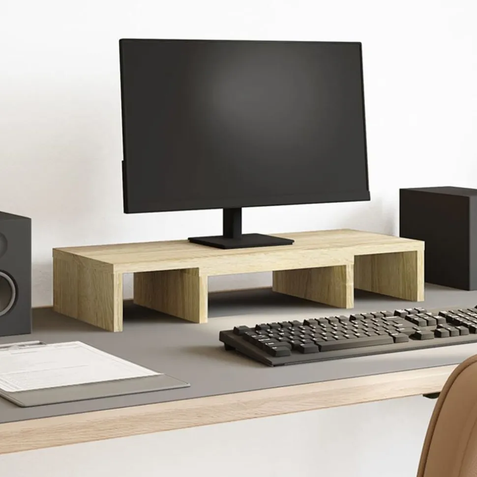 vidaXL Monitorstandaard verstelbaar 60x24x10,5 cm hout sonoma eiken