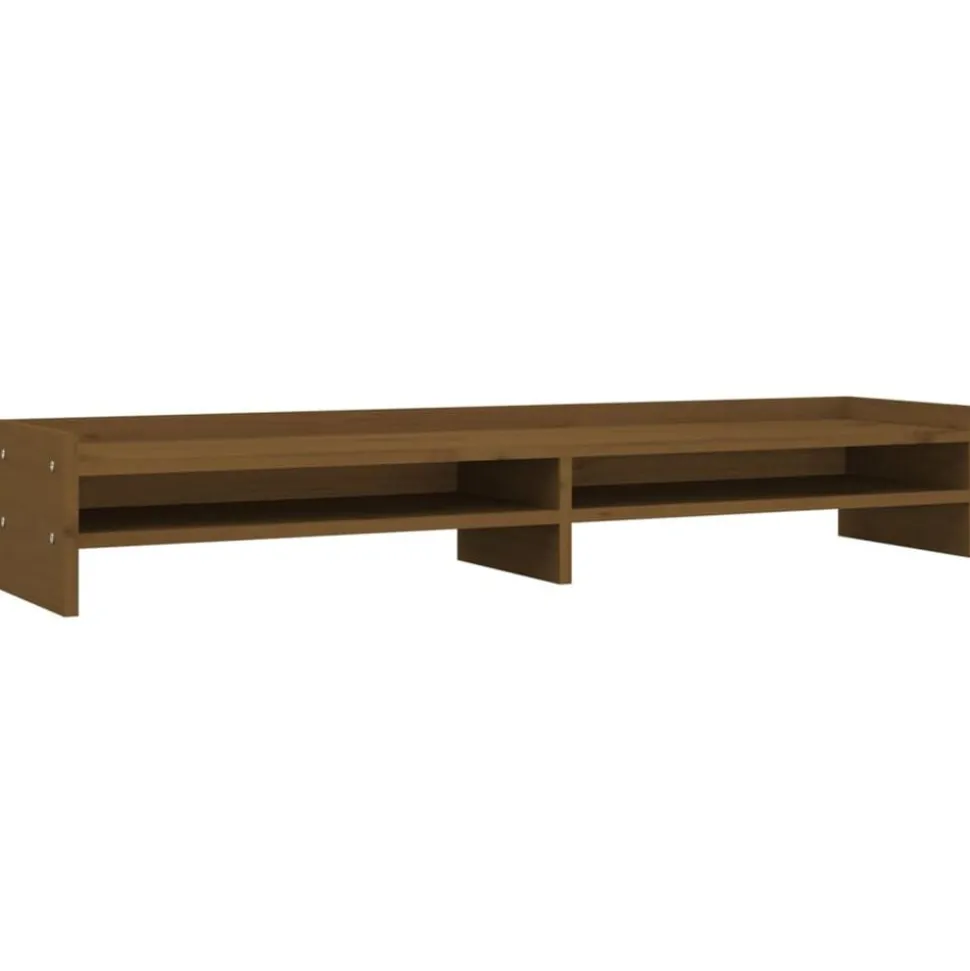 vidaXL Monitorstandaard 100x24x16 cm massief grenenhout honingbruin