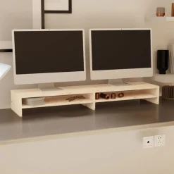 vidaXL Monitorstandaard 100x24x13 cm massief grenenhout