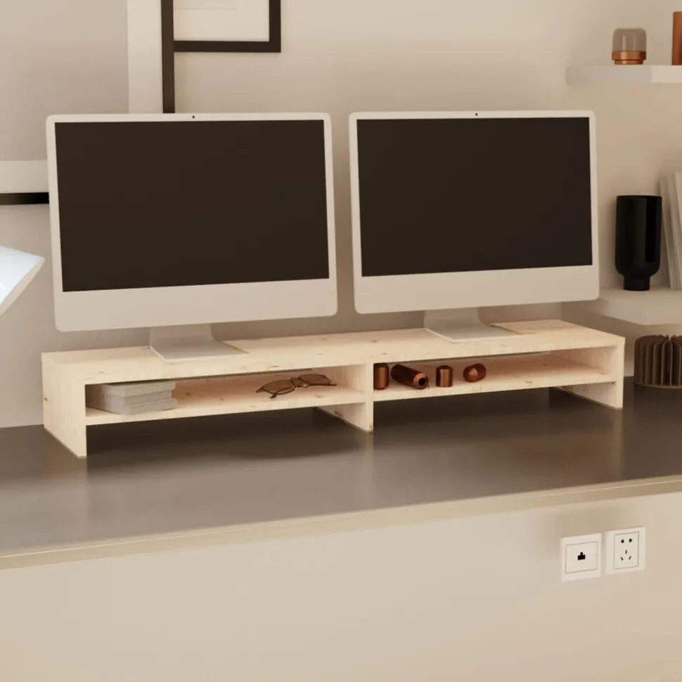 vidaXL Monitorstandaard 100x24x13 cm massief grenenhout