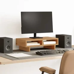 vidaXL Monitorstandaard 50x27x15 cm bewerkt hout artisanaal eikenkleur