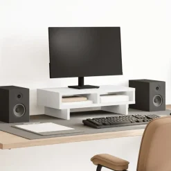 vidaXL Monitorstandaard 50x27x15 cm bewerkt hout wit