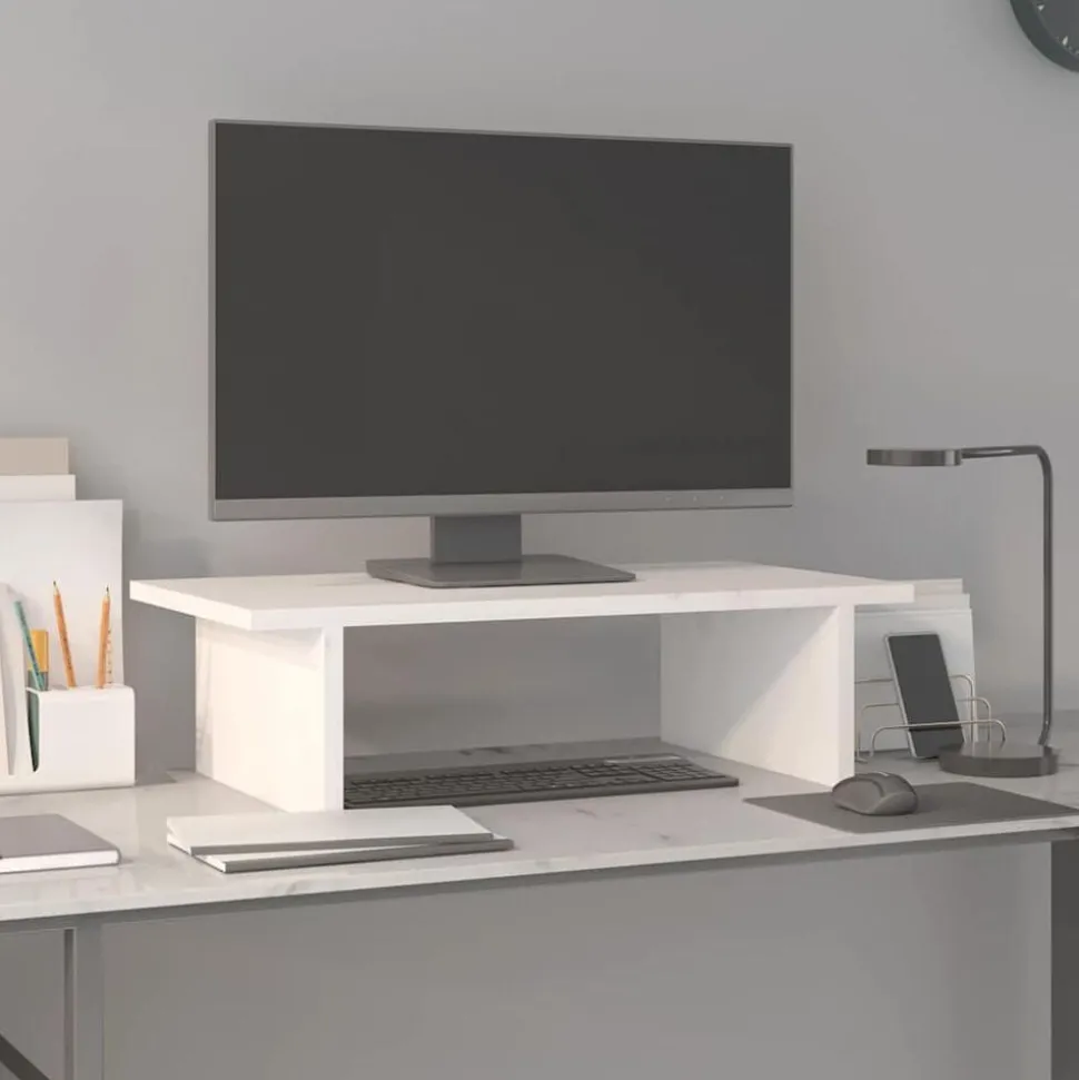 vidaXL Monitorstandaard 50x27x15 cm massief grenenhout wit