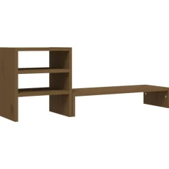 vidaXL Monitorstandaard 81x20x30 cm massief grenenhout honingbruin