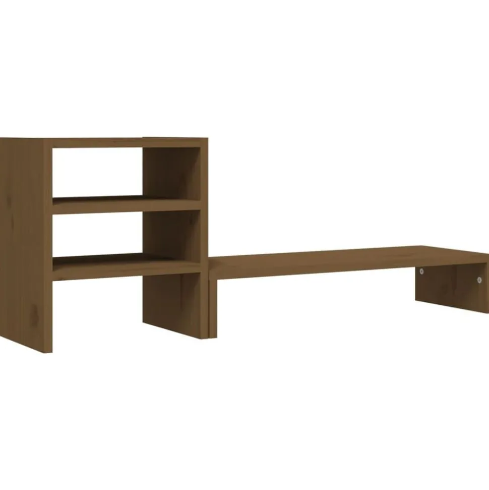 vidaXL Monitorstandaard 81x20x30 cm massief grenenhout honingbruin