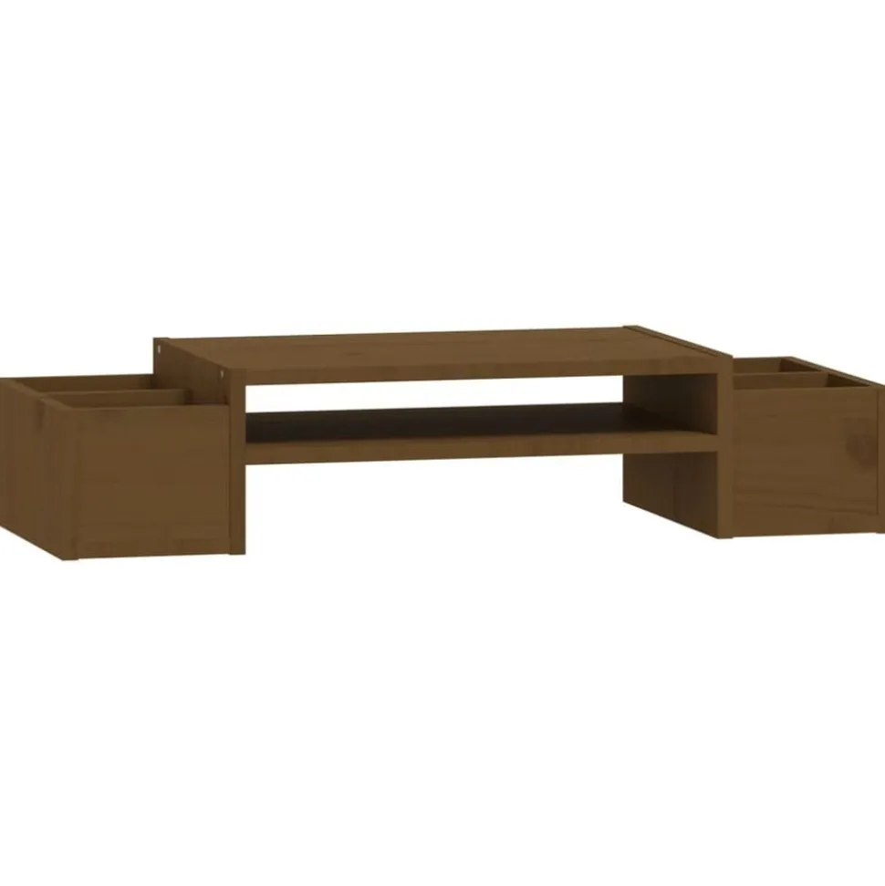 vidaXL Monitorstandaard 70x27,5x15 cm massief grenenhout honingbruin