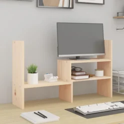 vidaXL Monitorstandaard (39-72)x17x43 cm massief grenenhout