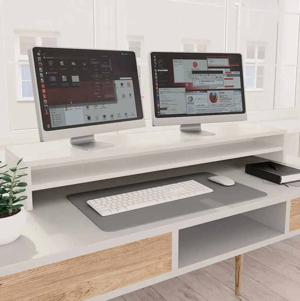 vidaXL Monitorstandaard 100x24x13 cm bewerkt hout wit