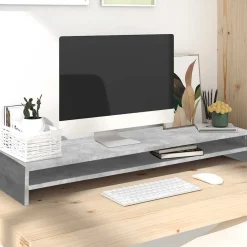 vidaXL Monitorstandaard 100x24x13 cm bewerkt hout betongrijs