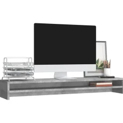 vidaXL Monitorstandaard 100x24x13 cm bewerkt hout betongrijs