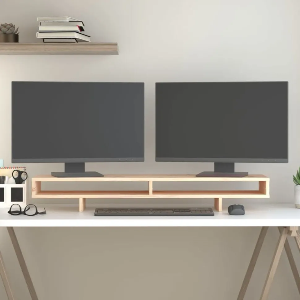 vidaXL Monitorstandaard 100x27x14 cm massief grenenhout