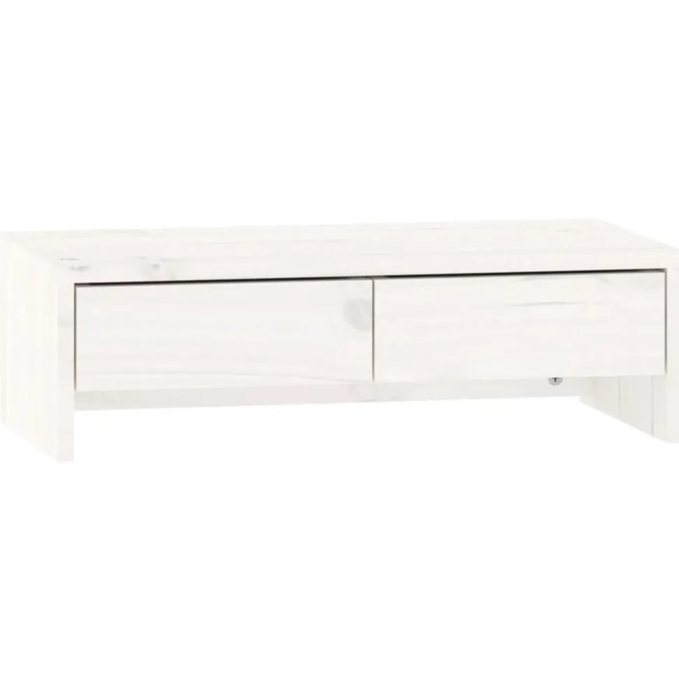 vidaXL Monitorstandaard 50x27x15 cm massief grenenhout wit