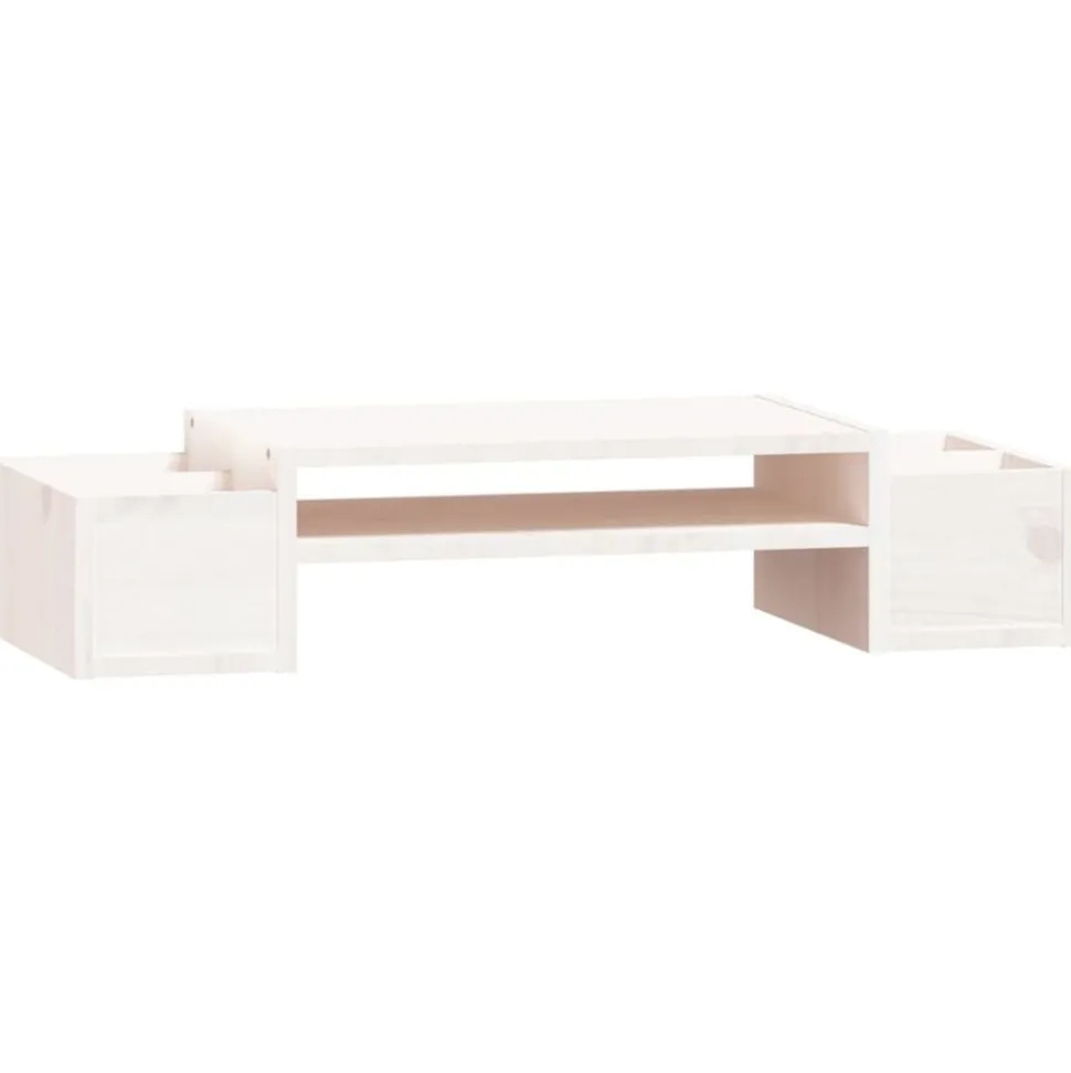vidaXL Monitorstandaard 70x27,5x15 cm massief grenenhout wit