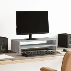 vidaXL Monitorstandaard 54x22x15 cm bewerkt hout grijs sonoma eiken