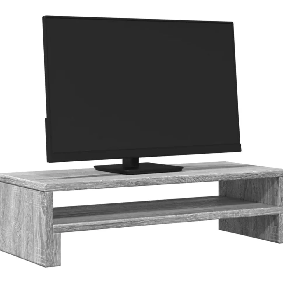 vidaXL Monitorstandaard 54x22x15 cm bewerkt hout grijs sonoma eiken