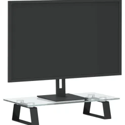 vidaXL Monitorstandaard 40x20x8 cm gehard glas en metaal zwart