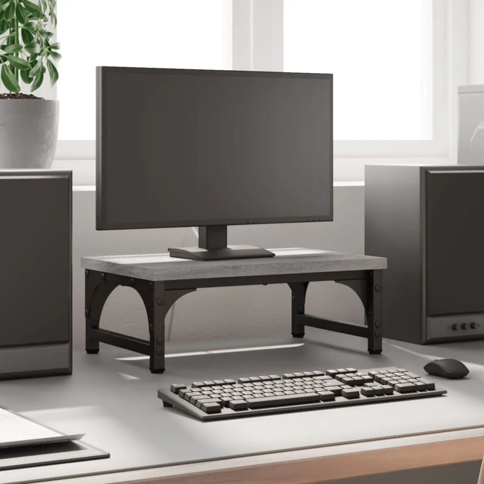 vidaXL Monitorstandaard 37x23x14 cm bewerkt hout grijs sonoma eiken