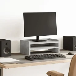 vidaXL Monitorstandaard 42x24x16 cm bewerkt hout betongrijs