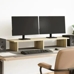 vidaXL Monitorstandaard 100x27x15 cm bewerkt hout sonoma eikenkleurig