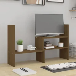 vidaXL Monitorstandaard (39-72)x17x43 cm grenenhout honingbruin