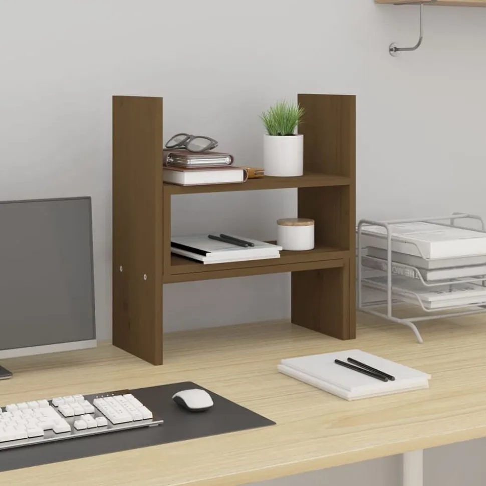 vidaXL Monitorstandaard (39-72)x17x43 cm grenenhout honingbruin