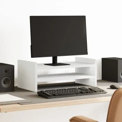 vidaXL Monitorstandaard 50x27x20 cm bewerkt hout wit