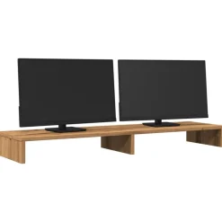 vidaXL Monitorstandaard 100x27x10 cm bewerkt hout artisanaal eiken