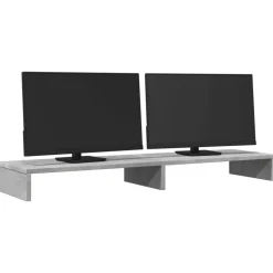 vidaXL Monitorstandaard 100x27x10 cm bewerkt hout betongrijs