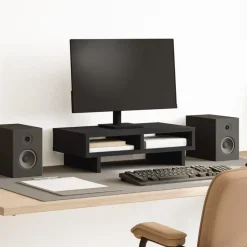 vidaXL Monitorstandaard 50x27x15 cm bewerkt hout zwart