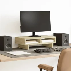 vidaXL Monitorstandaard 50x27x15 cm bewerkt hout sonoma eikenkleurig