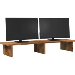 vidaXL Monitorstandaard 100x27x15 cm bewerkt hout oud houtkleurig