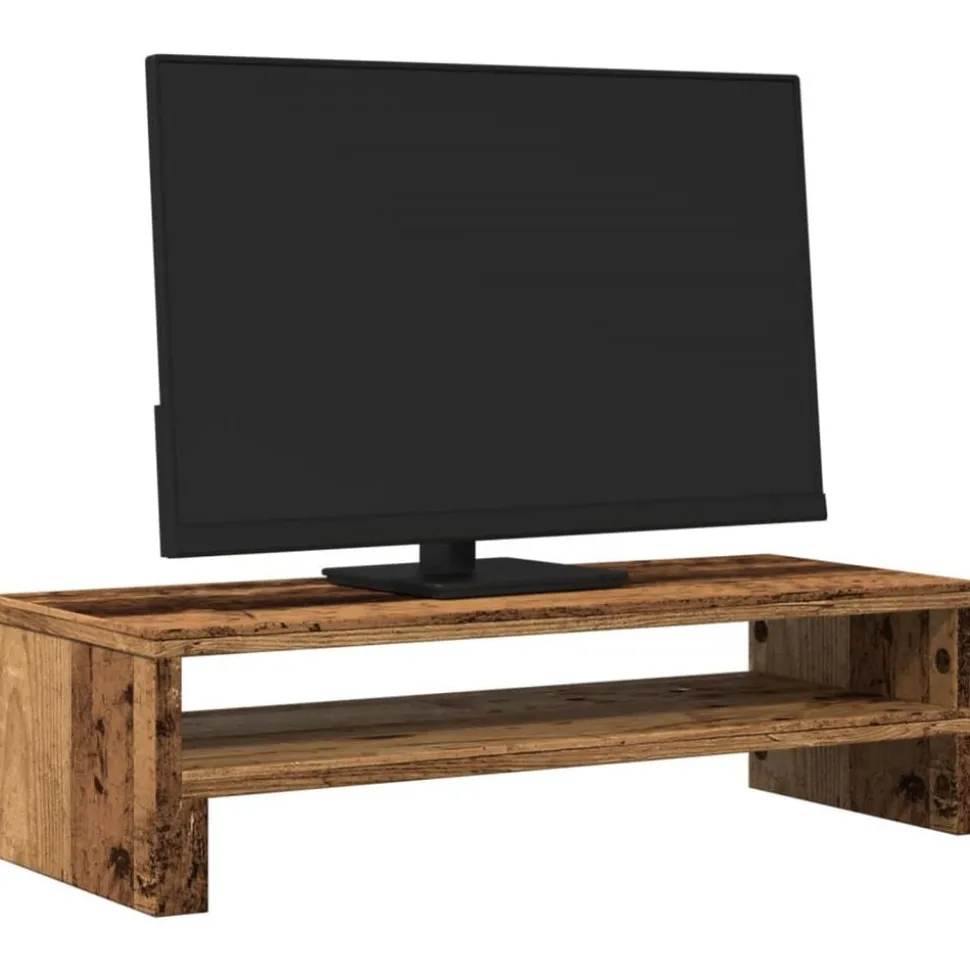 vidaXL Monitorstandaard 54x22x15 cm bewerkt hout oud houtkleurig