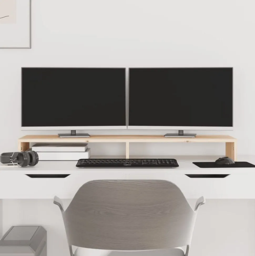vidaXL Monitorstandaard 100x27x10 cm massief grenenhout