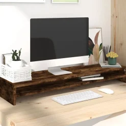 vidaXL Monitorstandaard 100x24x13 cm bewerkt hout gerookt eikenkleurig
