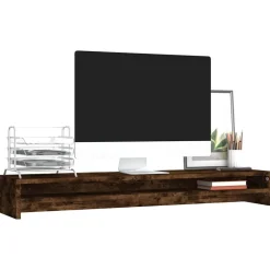 vidaXL Monitorstandaard 100x24x13 cm bewerkt hout gerookt eikenkleurig