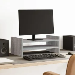 vidaXL Monitorstandaard 50x27x20 cm bewerkt hout grijs sonoma eiken