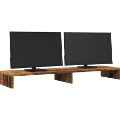 vidaXL Monitorstandaard 100x27x10 cm bewerkt hout oud houtkleurig