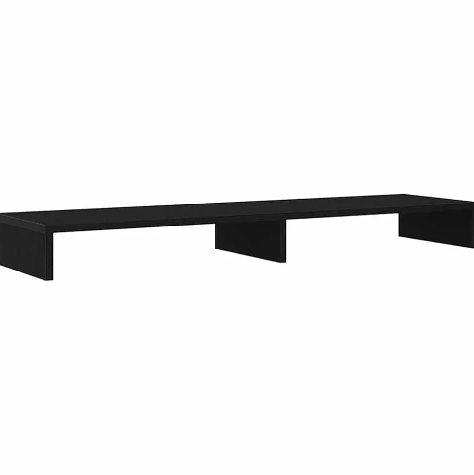 vidaXL Monitorstandaard Zwart Eiken 100x27x10 cm Bewerkt Hout