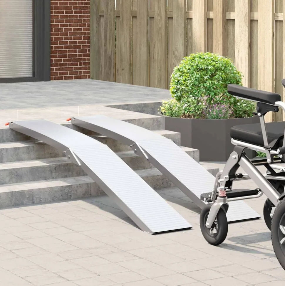 vidaXL Motorcycle Ramp 680 kg 2 pcs Zilver 205 x 28 x 5 cm Aluminium