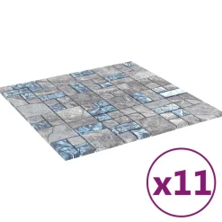 vidaXL Mozaïek Tegel 11 pcs Grijs en Blauw 50 x 50 cm Glas