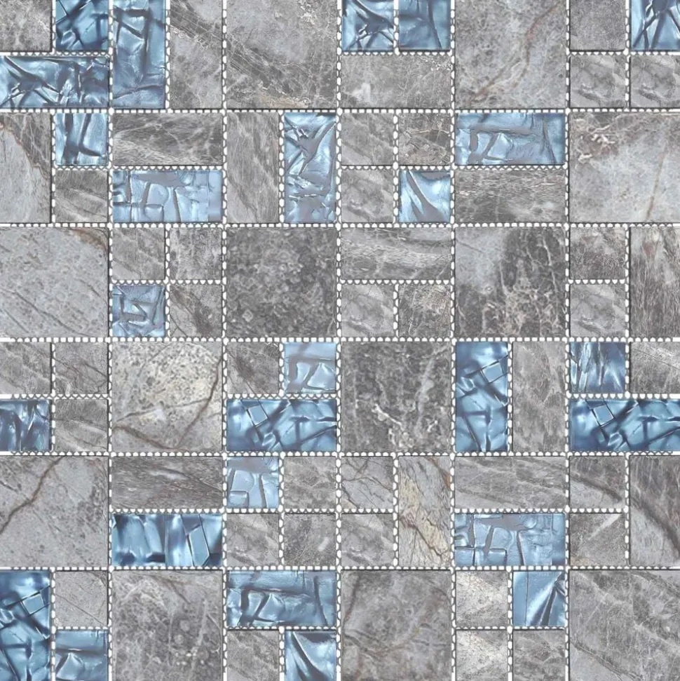 vidaXL Mozaïek Tegel 11 pcs Grijs en Blauw 50 x 50 cm Glas