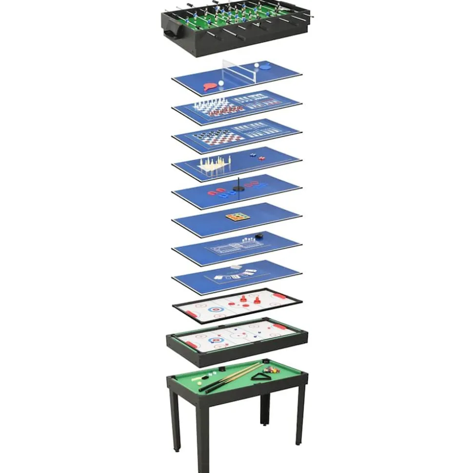 vidaXL Multispeeltafel 15-in-1 121x61x82 cm zwart