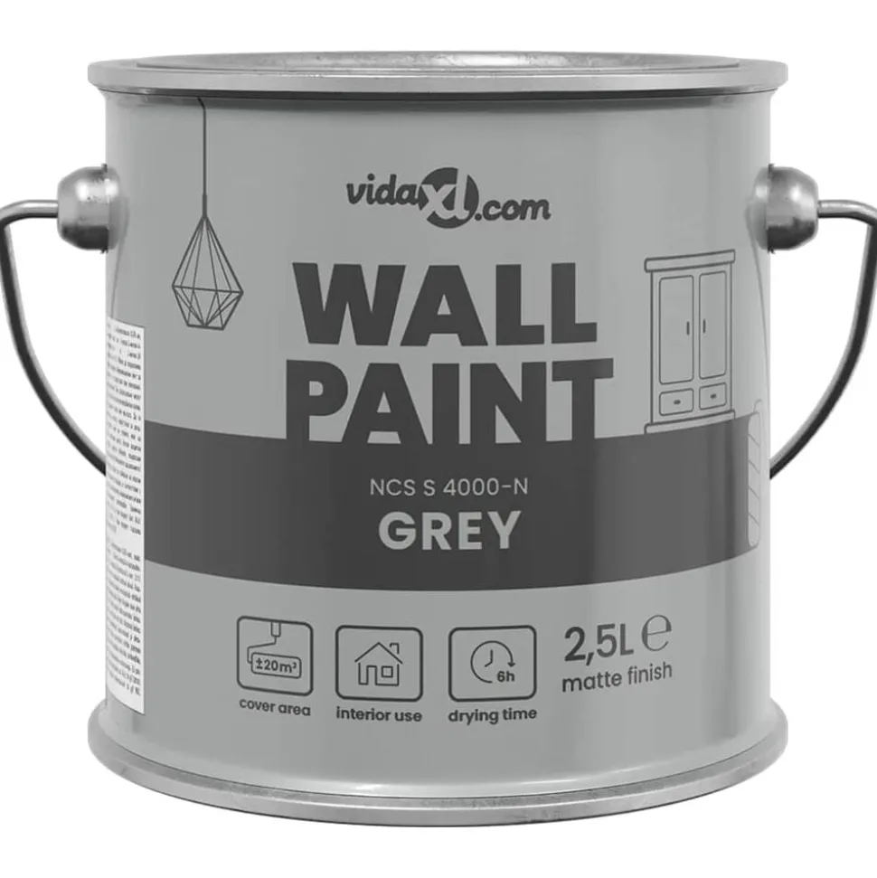 vidaXL Muurverf Grijs 2,5 L Wandprint