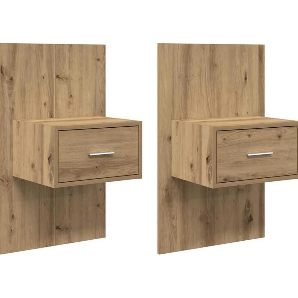 vidaXL Nachtkastje 2 pcs Artisan Eiken 50 x 32,5 x 80cm Bewerkt hout