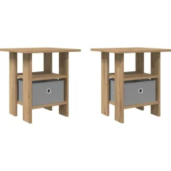 vidaXL Nachtkastje 2 pcs Artisan Eiken 41 x 40 x 45 cm Bewerkt hout