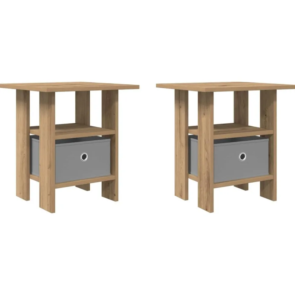 vidaXL Nachtkastje 2 pcs Artisan Eiken 41 x 40 x 45 cm Bewerkt hout