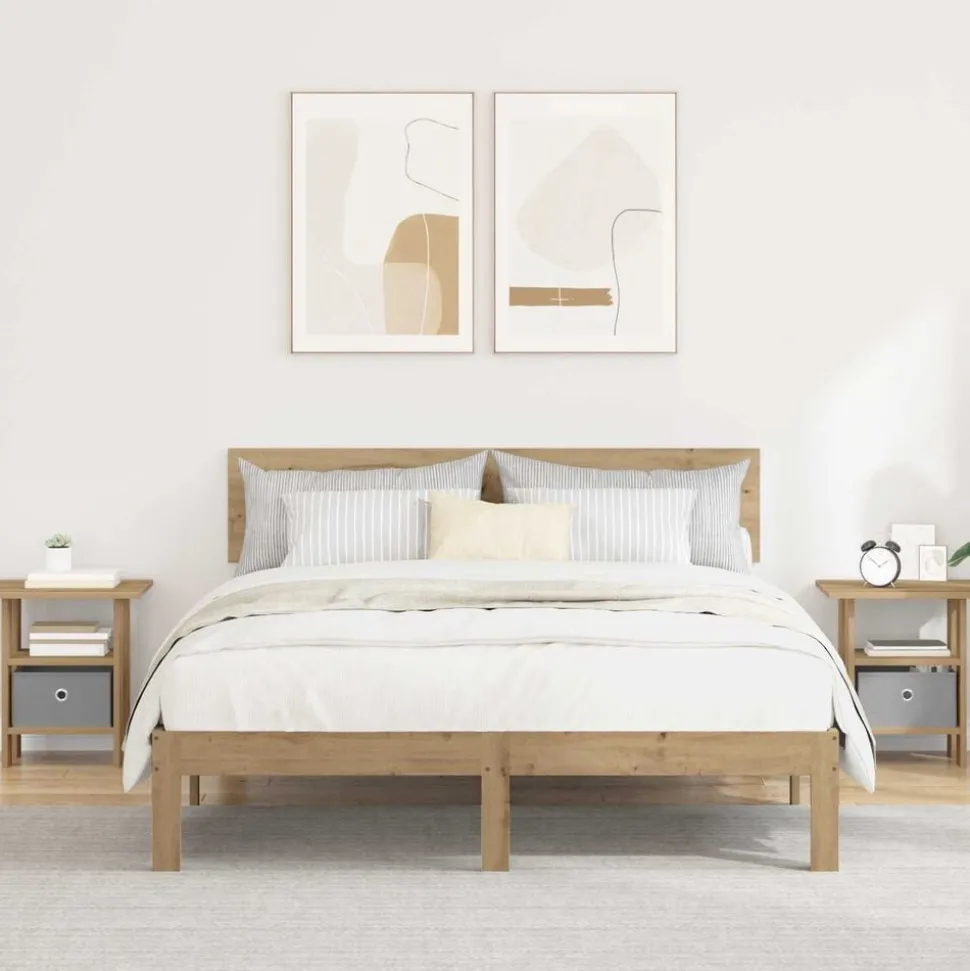 vidaXL Nachtkastje 2 pcs Artisan Eiken 41 x 40 x 45 cm Bewerkt hout