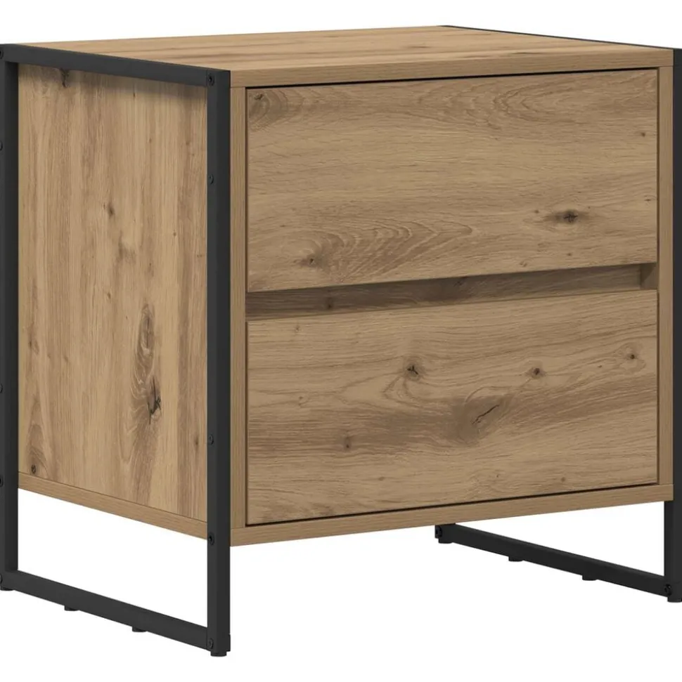 vidaXL Nachtkastje Ambachtelijk eiken 50 x 39,5 x 50 cm Bewerkt hout